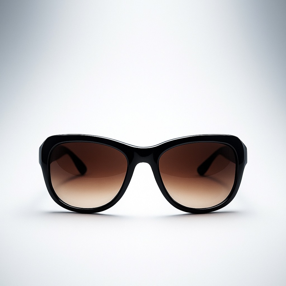 CHANEL Vintage Oversized Black Square Sunglasses Brown Gradient Lenses